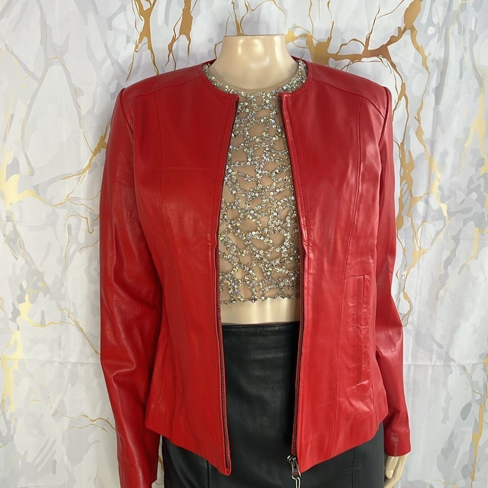 Aaron Craft Red Leather Jacket - image 2
